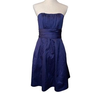 David’s Bridal Women’s Strapless Dress Size 8 Navy Blue Bridesmaid Cocktail
